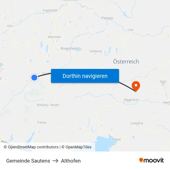 Gemeinde Sautens to Althofen map