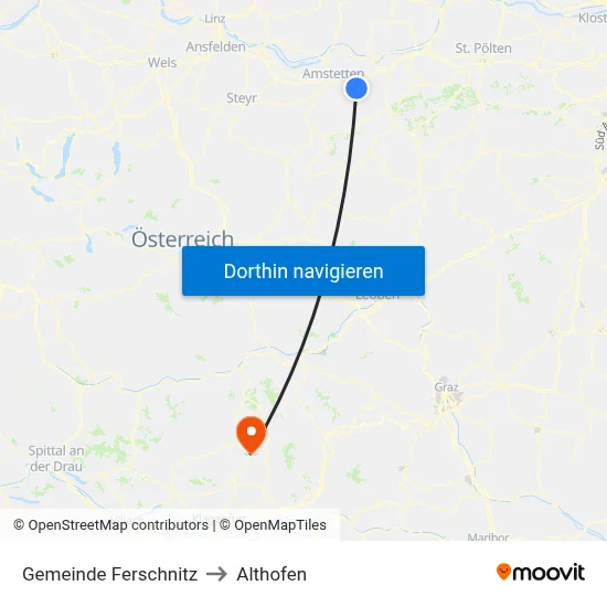 Gemeinde Ferschnitz to Althofen map