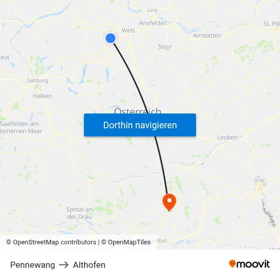 Pennewang to Althofen map