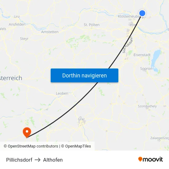 Pillichsdorf to Althofen map