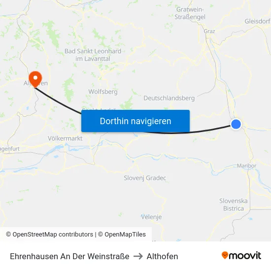Ehrenhausen An Der Weinstraße to Althofen map