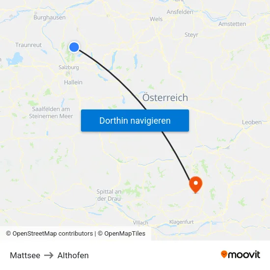 Mattsee to Althofen map