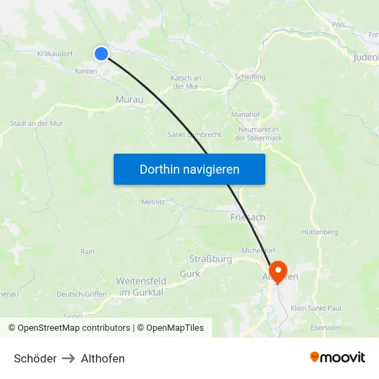 Schöder to Althofen map