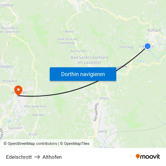 Edelschrott to Althofen map