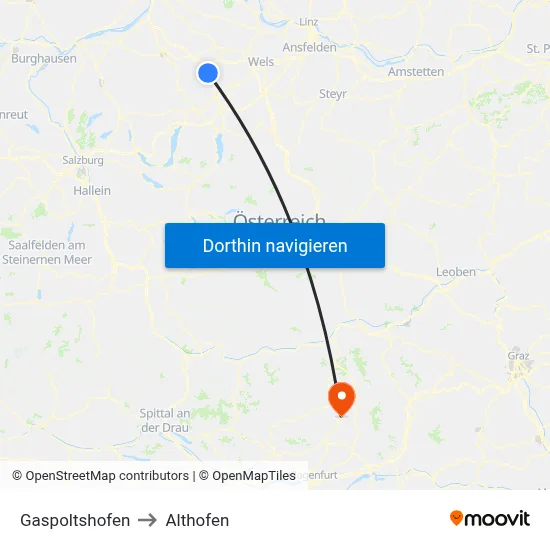 Gaspoltshofen to Althofen map