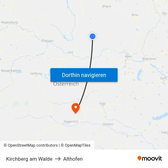 Kirchberg am Walde to Althofen map