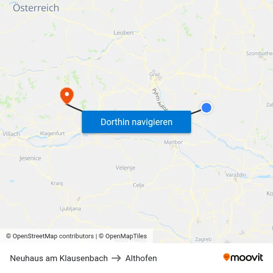 Neuhaus am Klausenbach to Althofen map