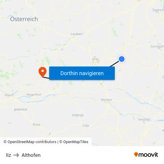 Ilz to Althofen map
