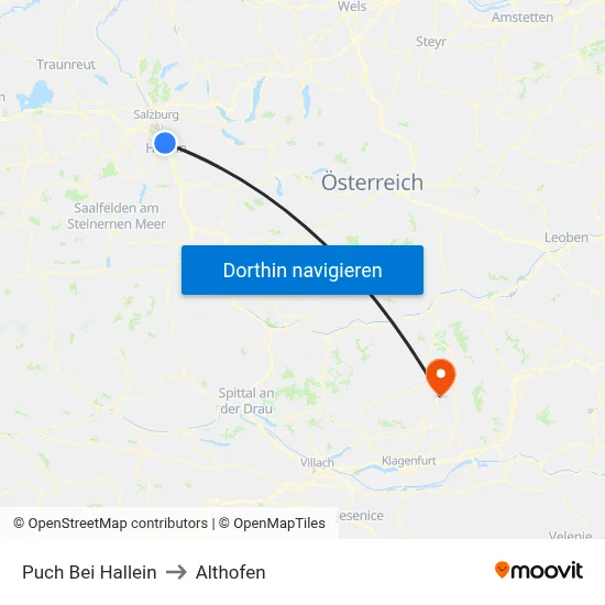 Puch Bei Hallein to Althofen map