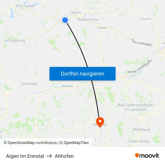 Aigen Im Ennstal to Althofen map