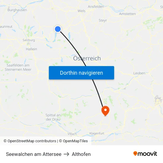 Seewalchen am Attersee to Althofen map