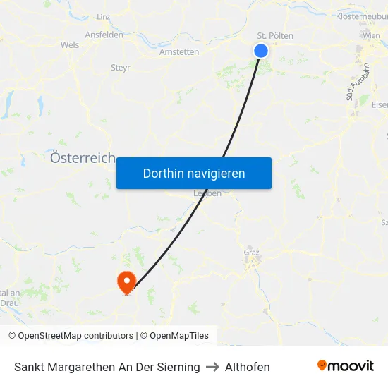 Sankt Margarethen An Der Sierning to Althofen map