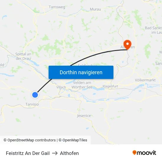 Feistritz An Der Gail to Althofen map