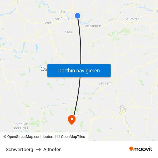 Schwertberg to Althofen map