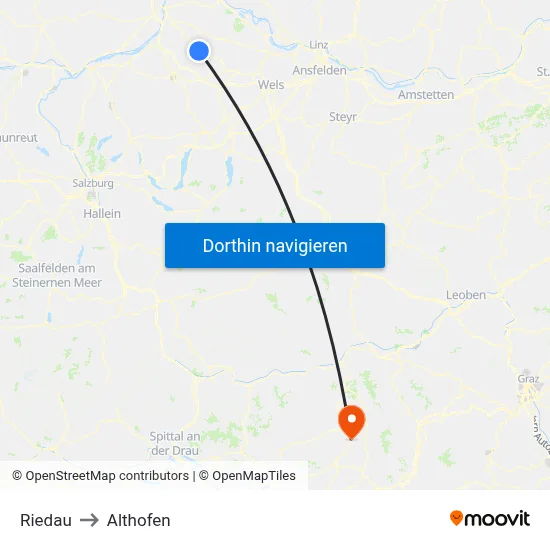 Riedau to Althofen map
