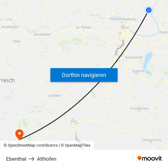 Ebenthal to Althofen map