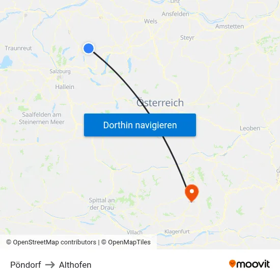 Pöndorf to Althofen map