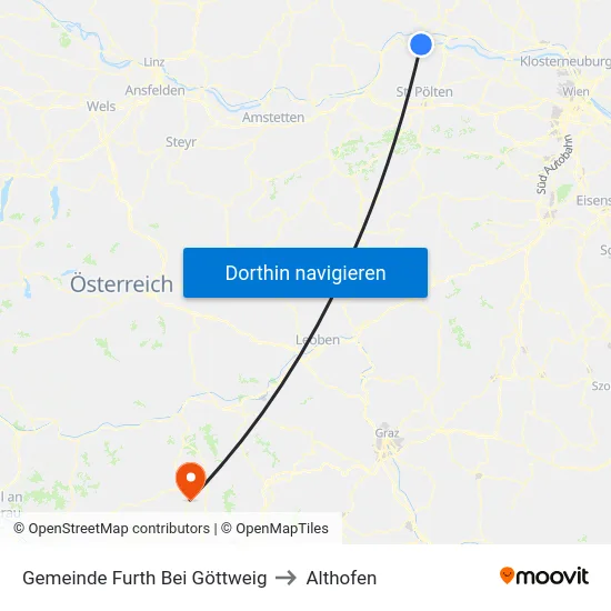 Gemeinde Furth Bei Göttweig to Althofen map