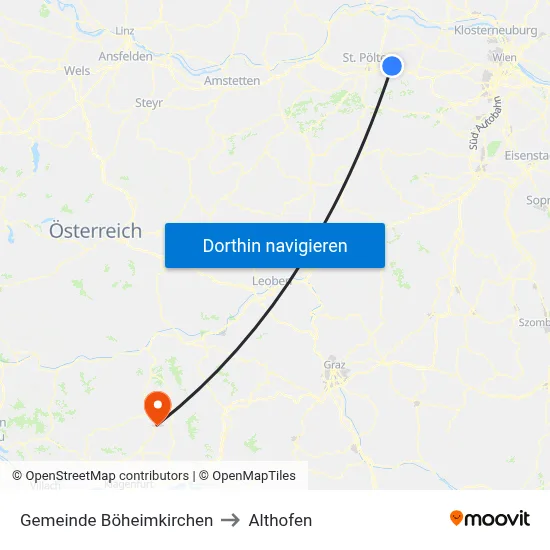 Gemeinde Böheimkirchen to Althofen map