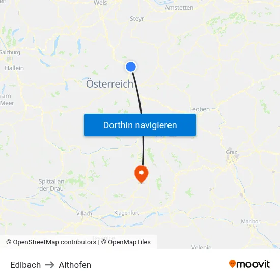 Edlbach to Althofen map