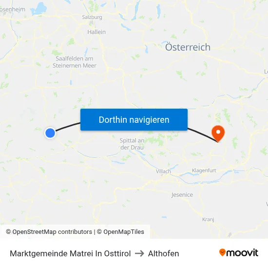 Marktgemeinde Matrei In Osttirol to Althofen map