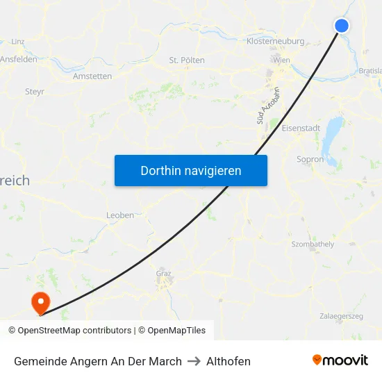 Gemeinde Angern An Der March to Althofen map