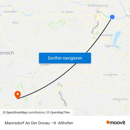 Mannsdorf An Der Donau to Althofen map