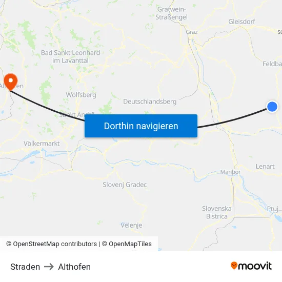 Straden to Althofen map