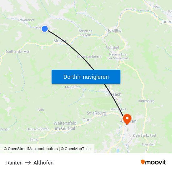 Ranten to Althofen map