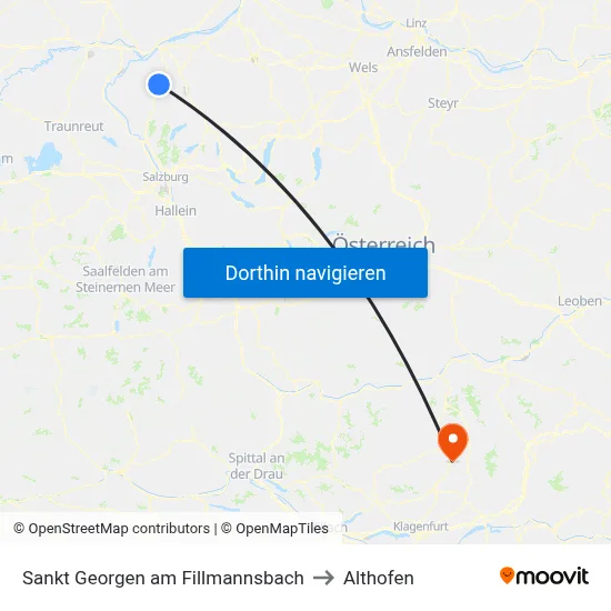 Sankt Georgen am Fillmannsbach to Althofen map