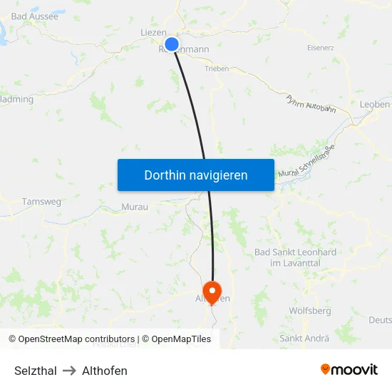 Selzthal to Althofen map