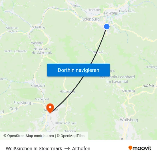 Weißkirchen In Steiermark to Althofen map