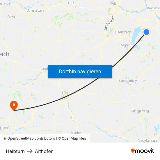 Halbturn to Althofen map