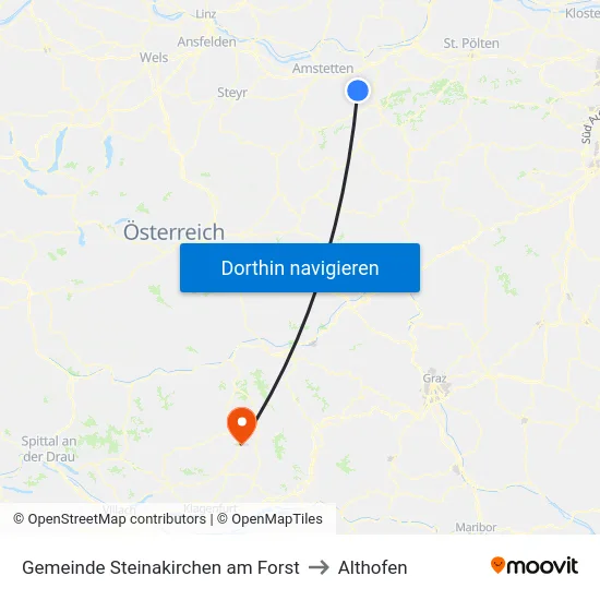 Gemeinde Steinakirchen am Forst to Althofen map