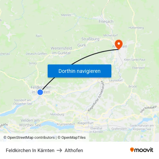 Feldkirchen In Kärnten to Althofen map