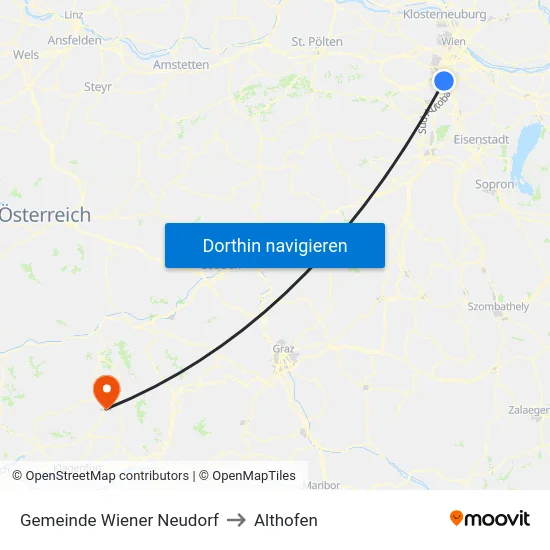 Gemeinde Wiener Neudorf to Althofen map
