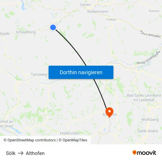 Sölk to Althofen map