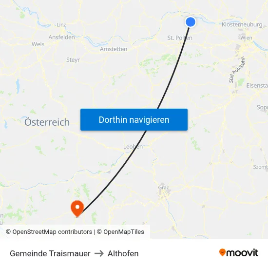 Gemeinde Traismauer to Althofen map