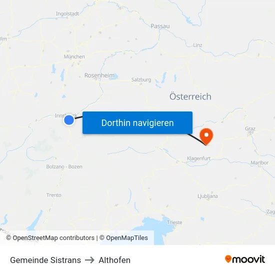 Gemeinde Sistrans to Althofen map