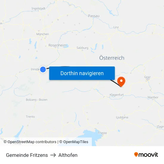 Gemeinde Fritzens to Althofen map