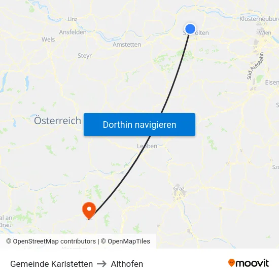 Gemeinde Karlstetten to Althofen map