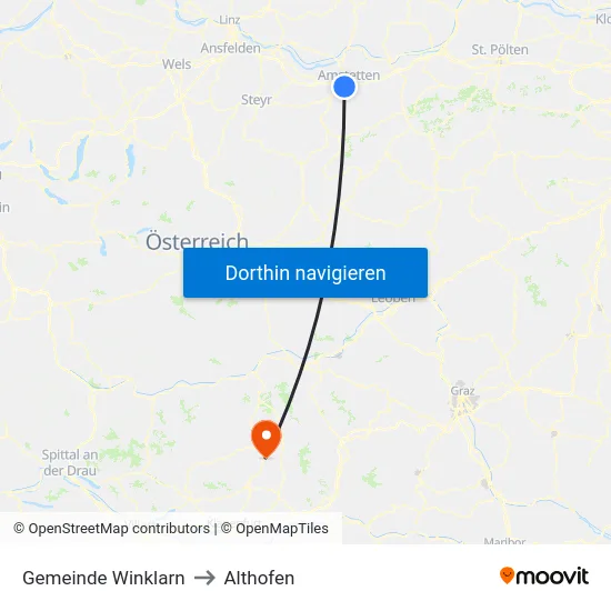 Gemeinde Winklarn to Althofen map