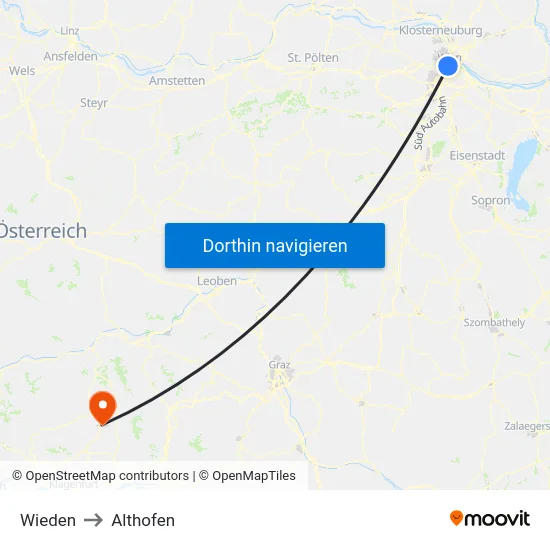 Wieden to Althofen map