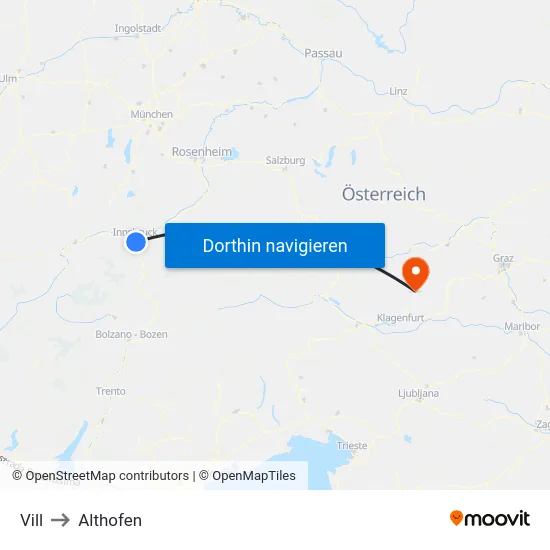 Vill to Althofen map