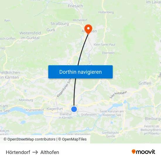 Hörtendorf to Althofen map