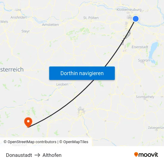 Donaustadt to Althofen map