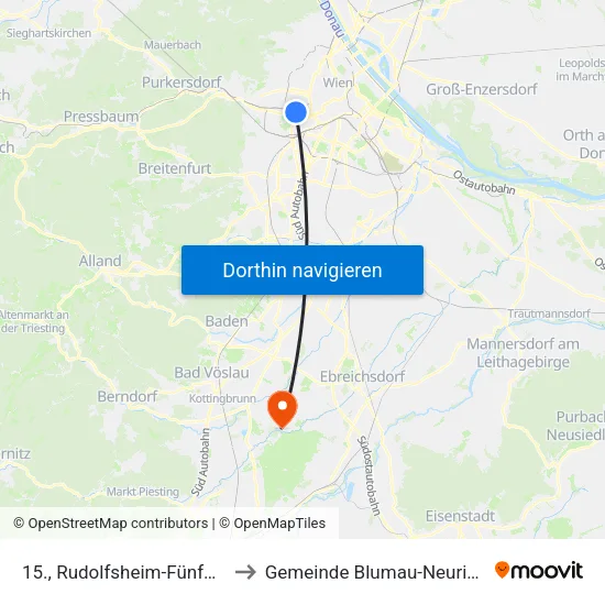 15., Rudolfsheim-Fünfhaus to Gemeinde Blumau-Neurißhof map