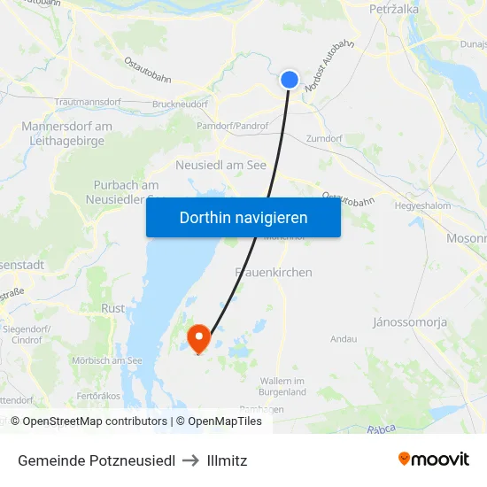 Gemeinde Potzneusiedl to Illmitz map