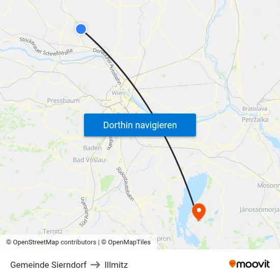 Gemeinde Sierndorf to Illmitz map