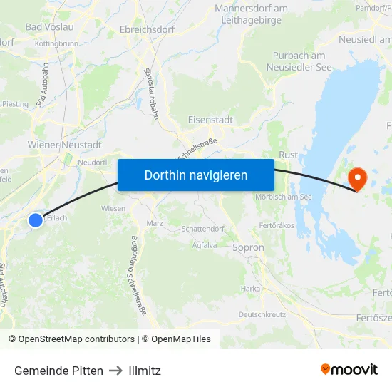 Gemeinde Pitten to Illmitz map